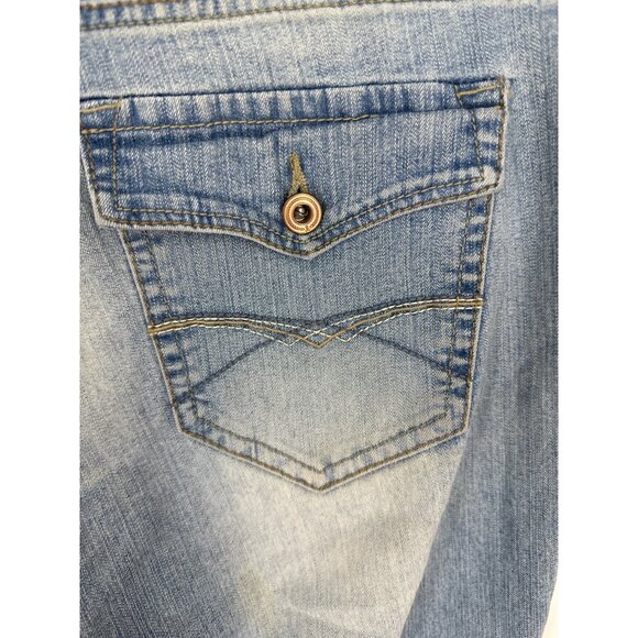 Jordache Light Wash Distressed Denim Jeans Bootcut High Rise Worn Hem Size 12 - Picture 4 of 14
